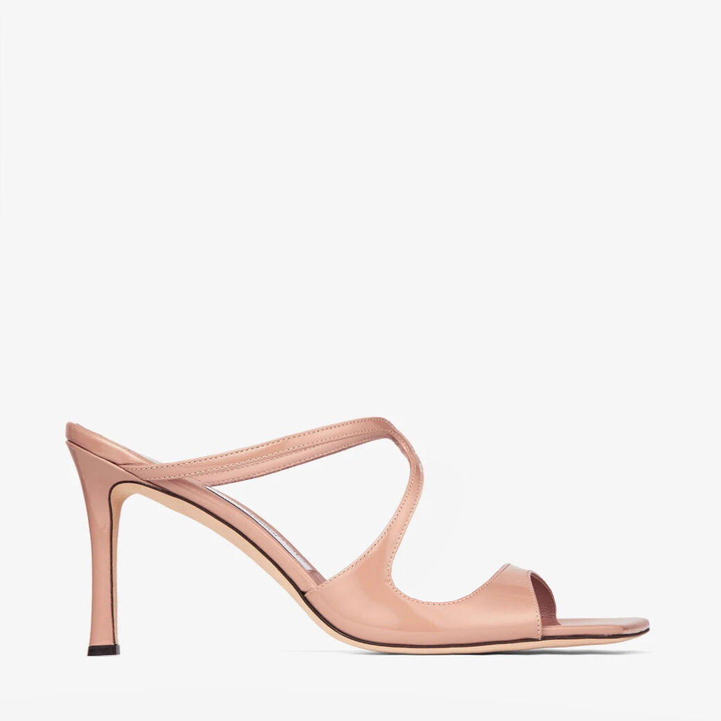 Ballet Pink Patent Leather Point-Toe Pumps with JC Emblem