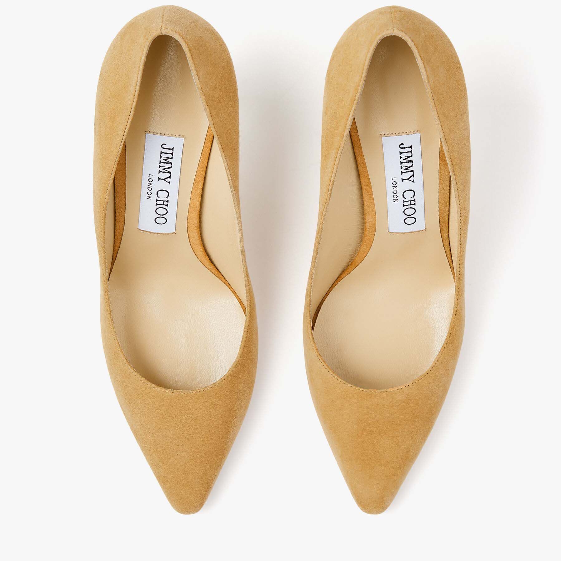 Caramel Suede Pointed Toe Pumps ROMY 85 High Summer 2021