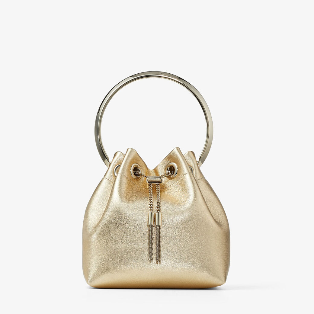 JIMMYCHOOゴールドチェーンバッグ Jimmy Choo Bon Bon ビジュートリム バケットバッグ | ゴールド