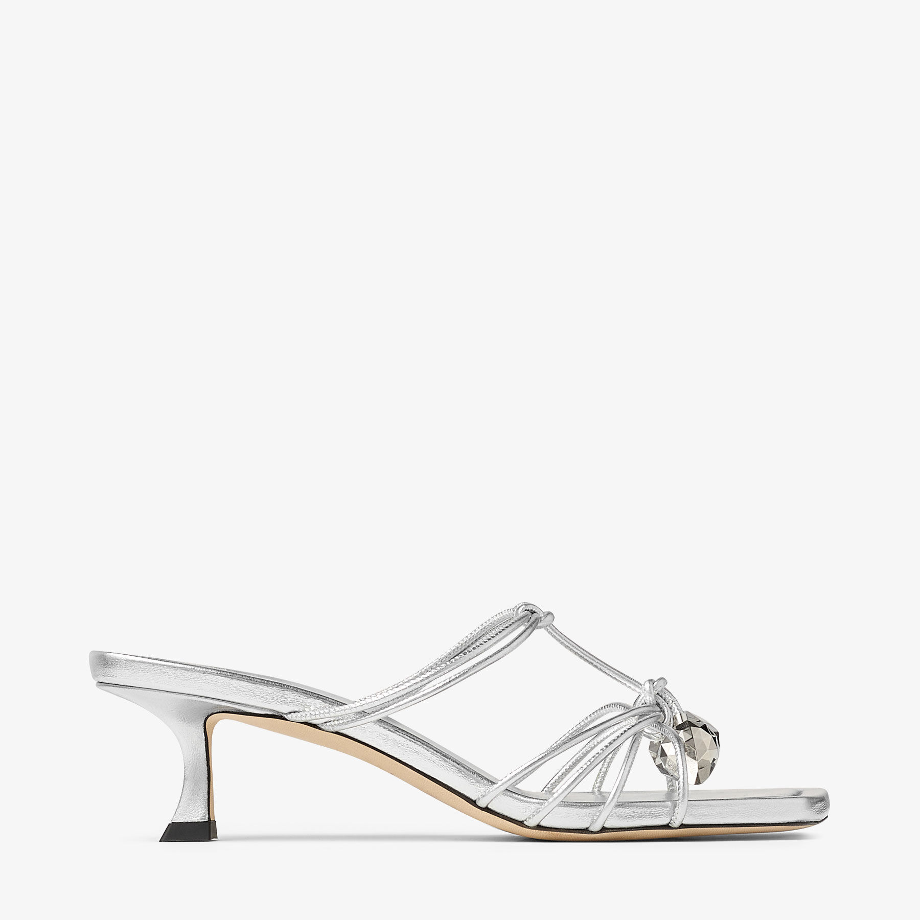 Jemma Mule 50 | Silver Nappa Leather Sandals | JIMMY CHOO