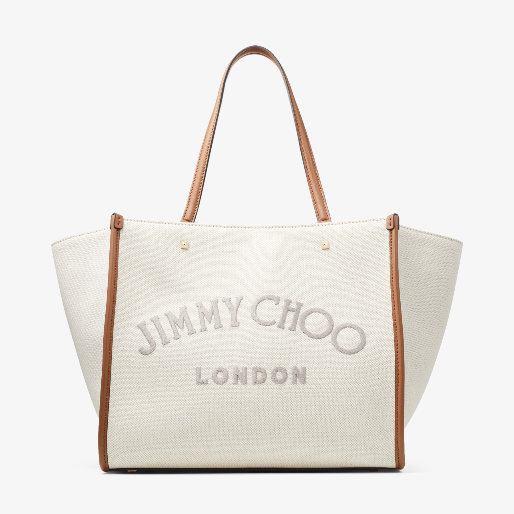 Natural Recycled Cotton Canvas and Dark Tan Soft Shiny Calf ...
