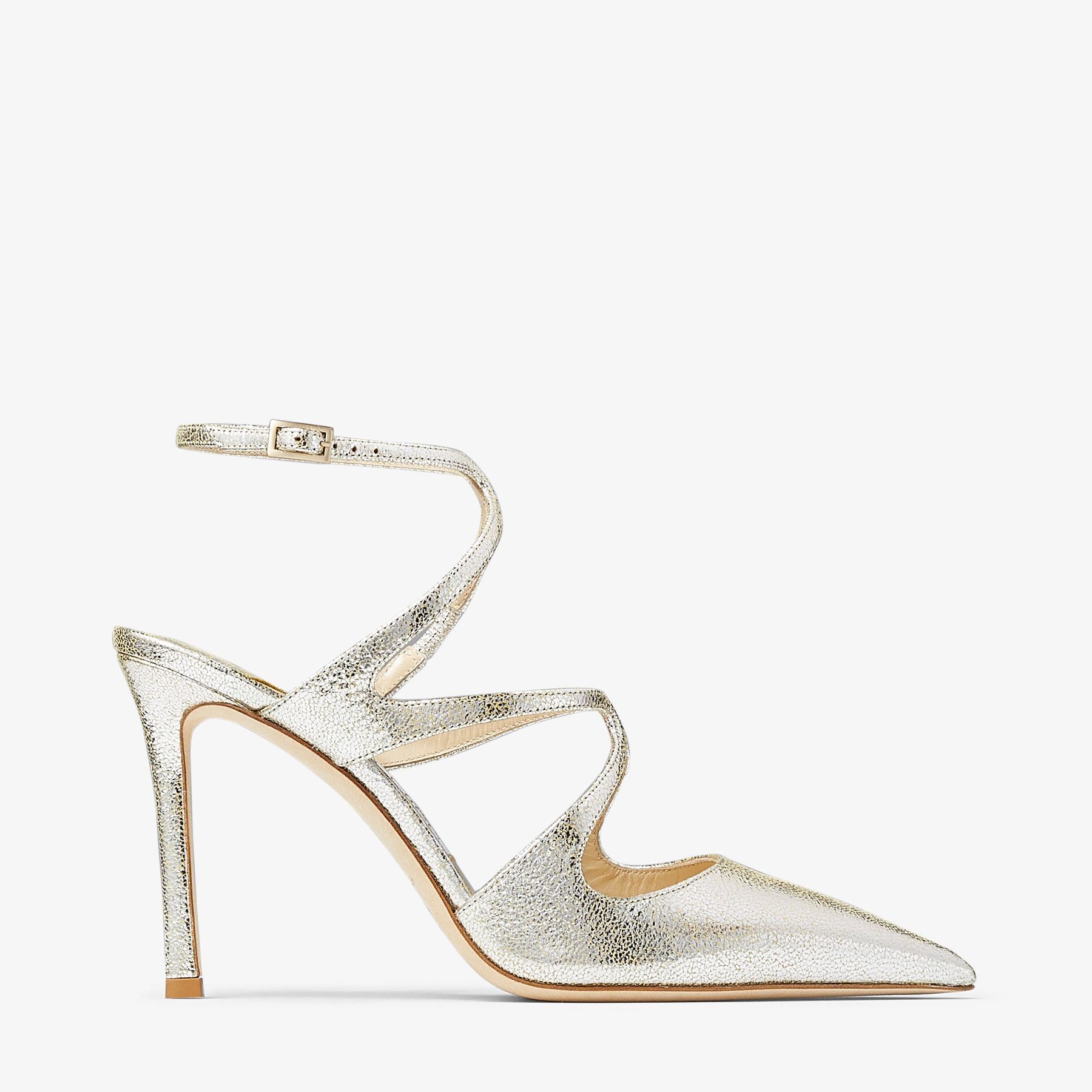 Jimmy Choo Jc Azia Pump 95 High Heel Point Toe Pump Glitter Leather In Silver