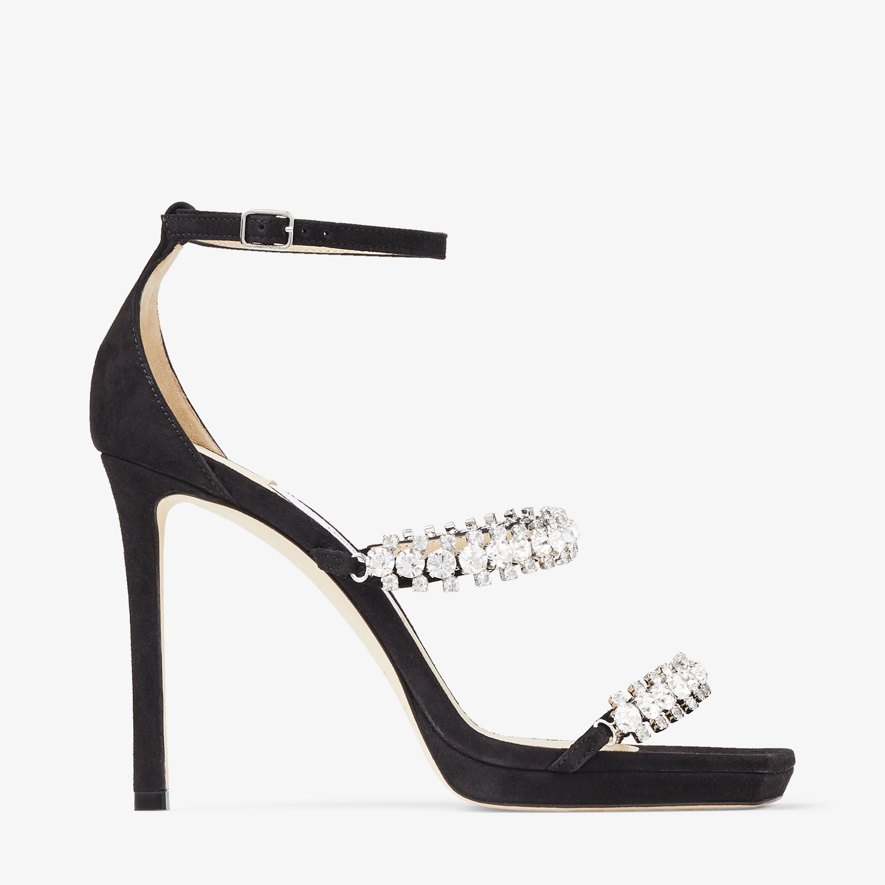 Jimmy Choo Black Bing Sandals With Crustal Embellishment In Leather Woman In Black