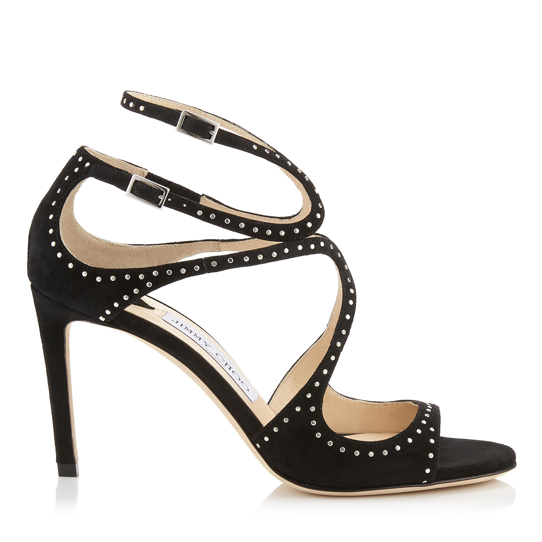 Jimmy Choo Ivette Black Suede Sandals With Silver Micro Studs In Black silver ModeSens