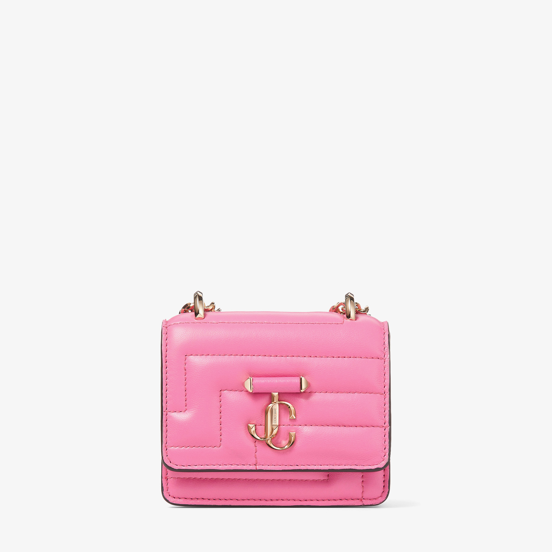 【美品】JIMMY CHOO VARENNE MICRO CANDY PINK Jimmy Choo Micro Varenne Avenue Quad In Candy Pink/light