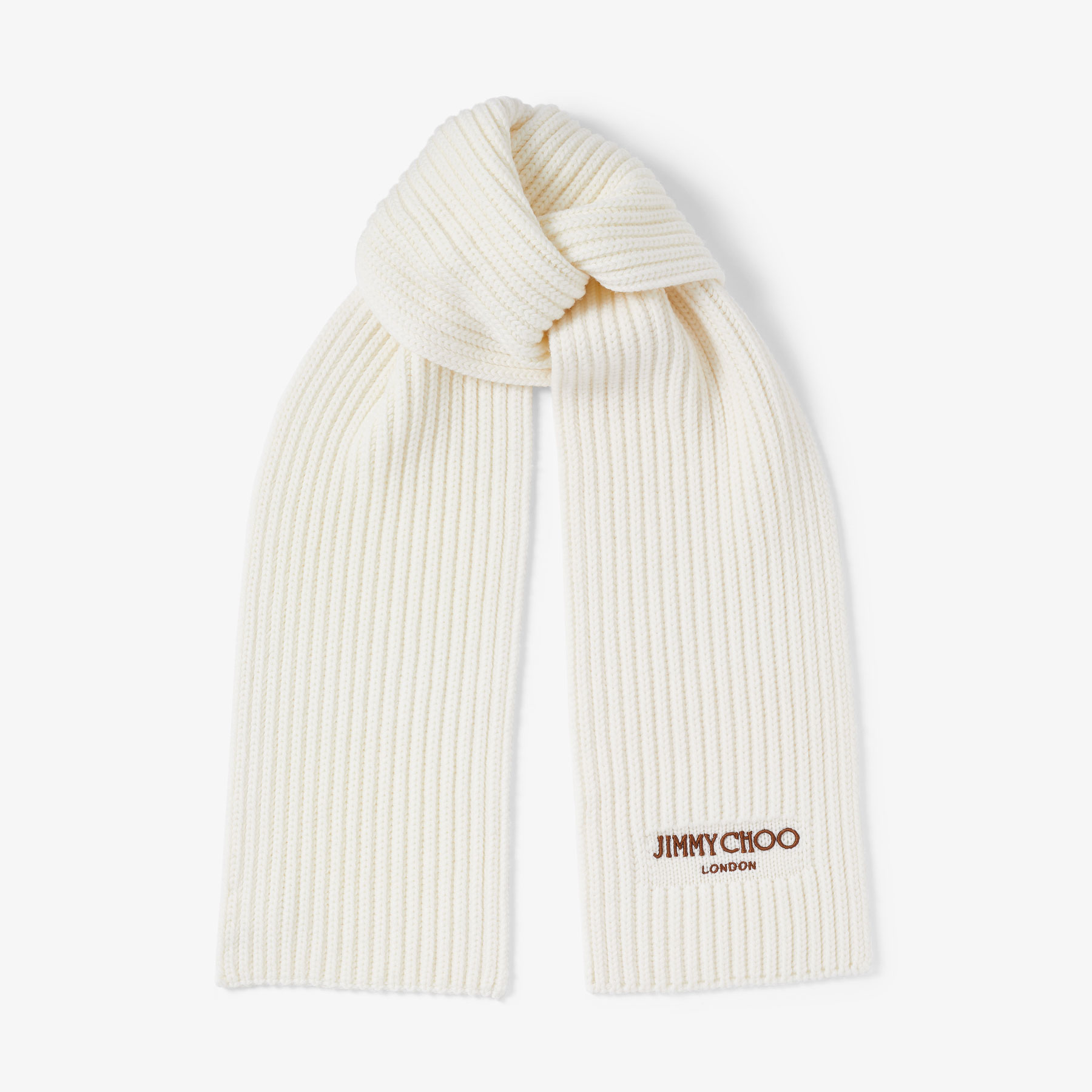 Jimmy Choo Yukiko Virgin Wool Scarf In S100 Latte/khaki Brown